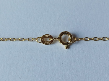 gold plated silver chain with 10 mm white zirconia heart pendant-anchor chain 45 cm----